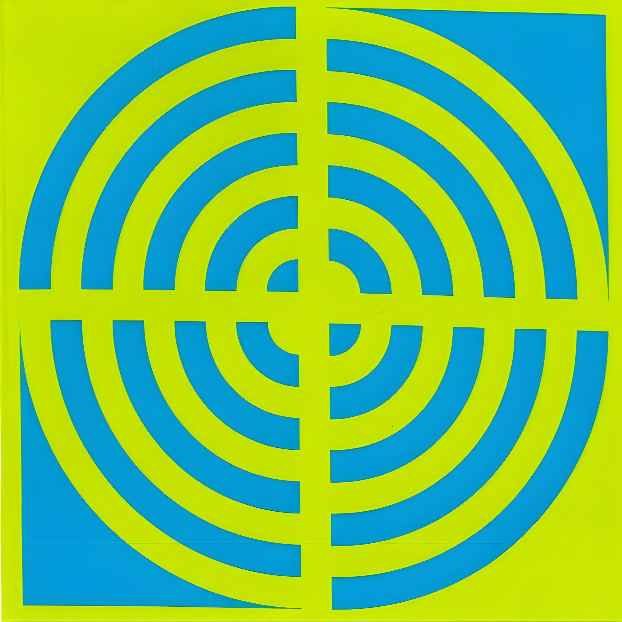 Blockstar Fabrics - Circus - 1/2 Inch Circle Block Retro Lime Blue BF-5