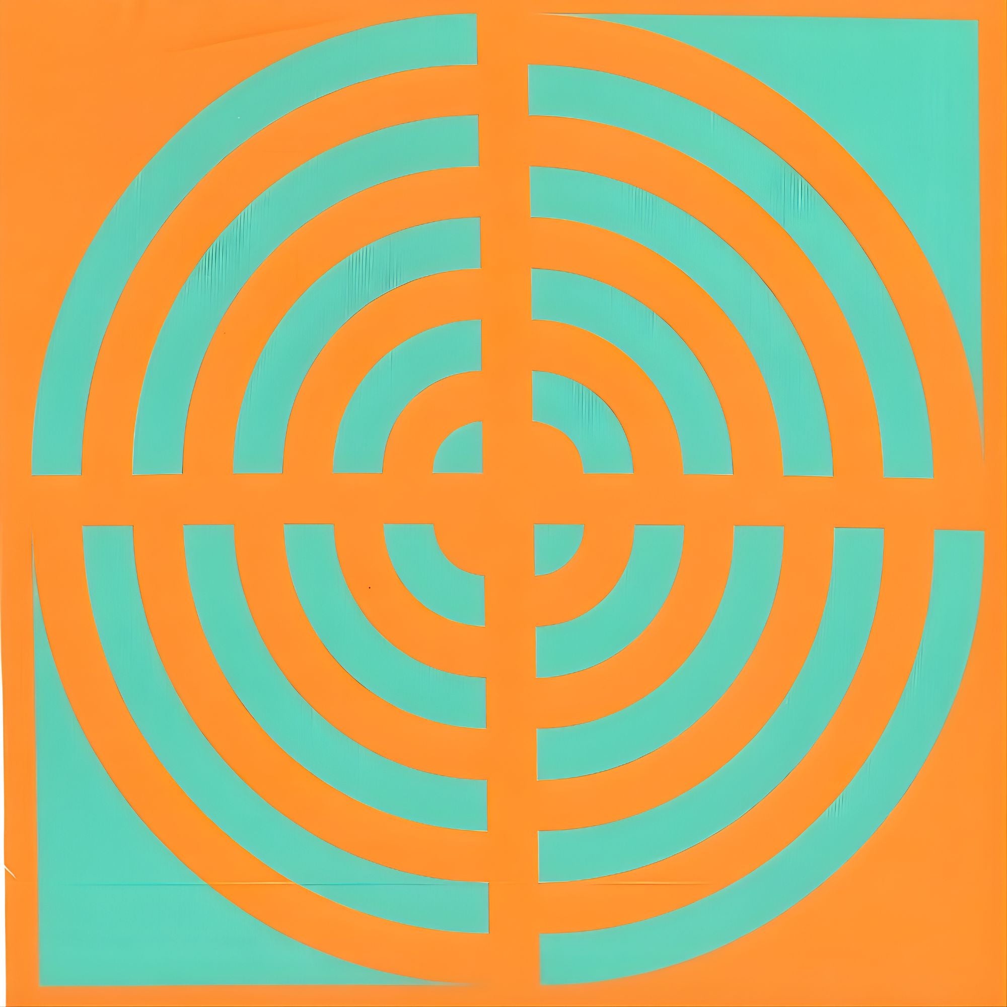 Blockstar Fabrics - Circus - 1/2 Inch Circle Block Retro Orange Green BF-6