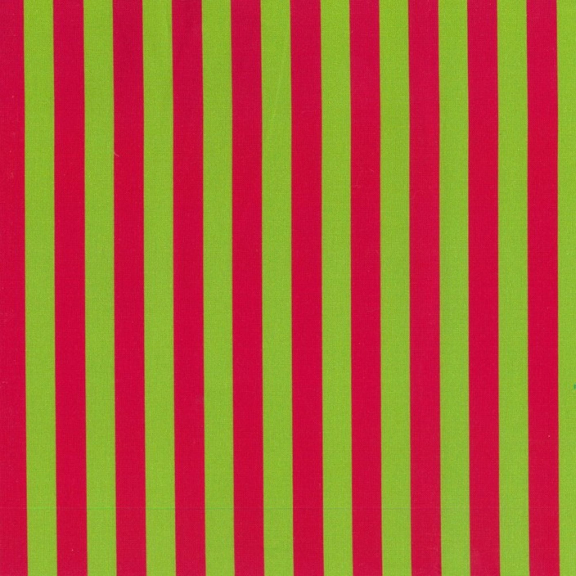 Blockstar Fabrics - Circus - 1/2 Inch Tent Stripe Retro Green and Red BF-10