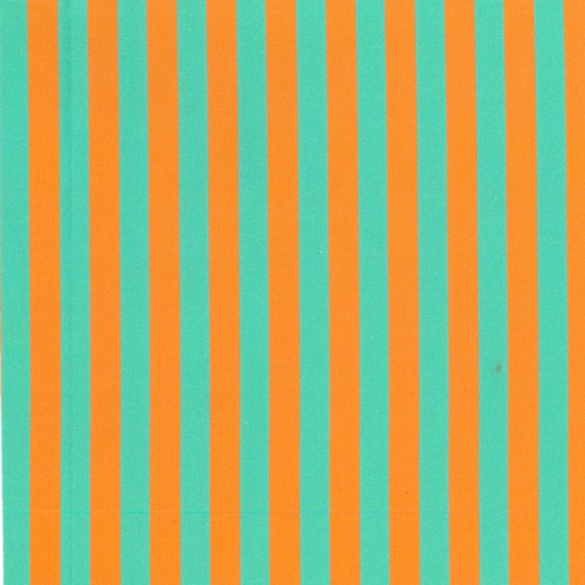 Blockstar Fabrics - Circus - 1/2 Inch Tent Stripe Retro Orange Green BF-14
