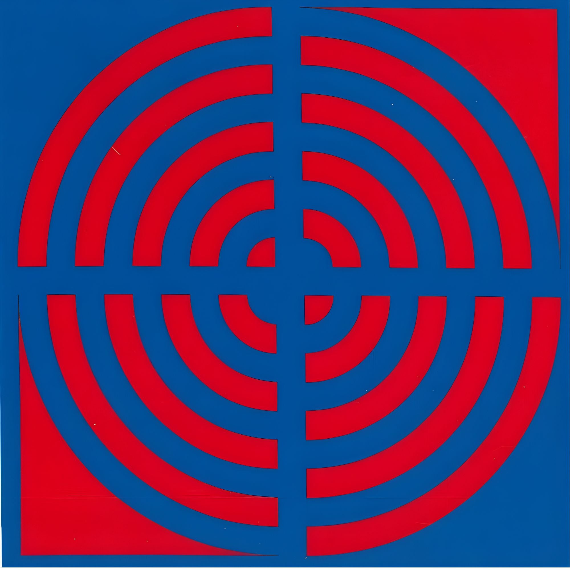 Blockstar Fabrics - Circus - 1/2 Inch Circle Block Retro Tomato Red Blue BF-1