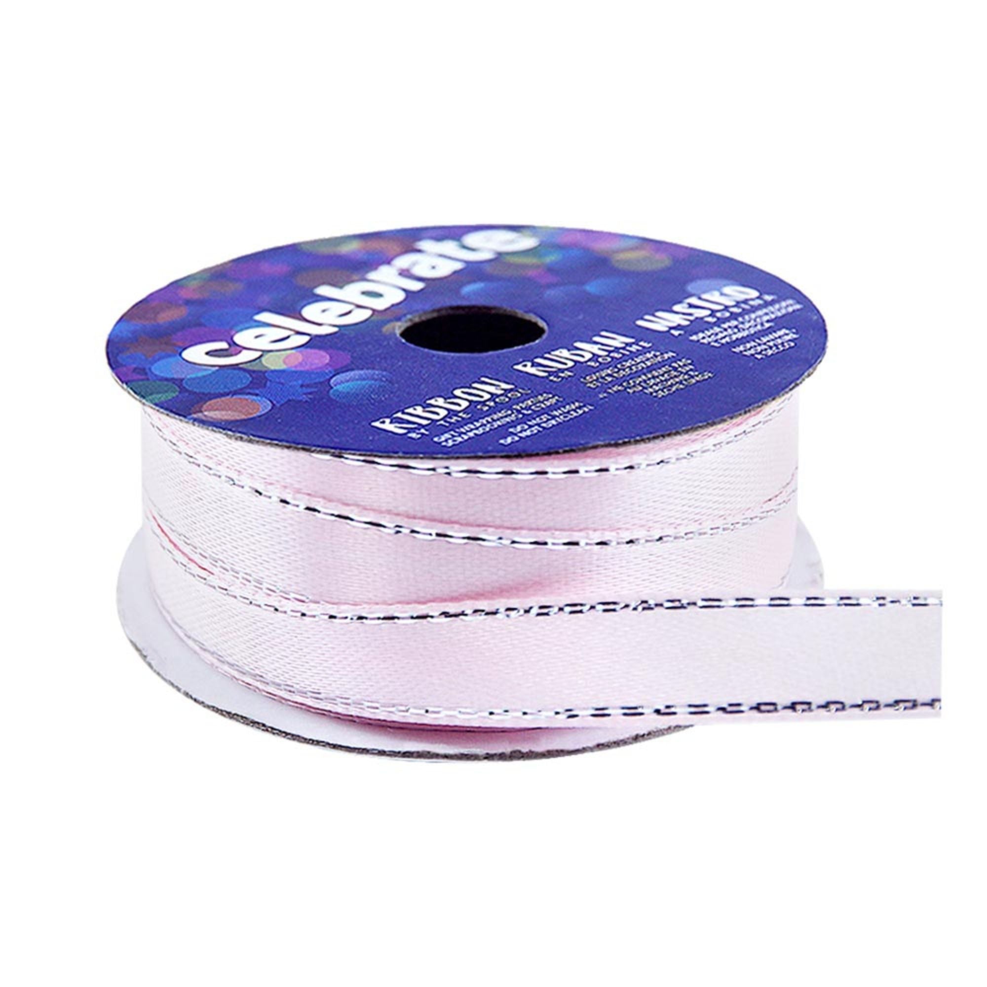 Celebrate Ribbon Satin with Metallic Edge 10mm x 5m Baby Pink