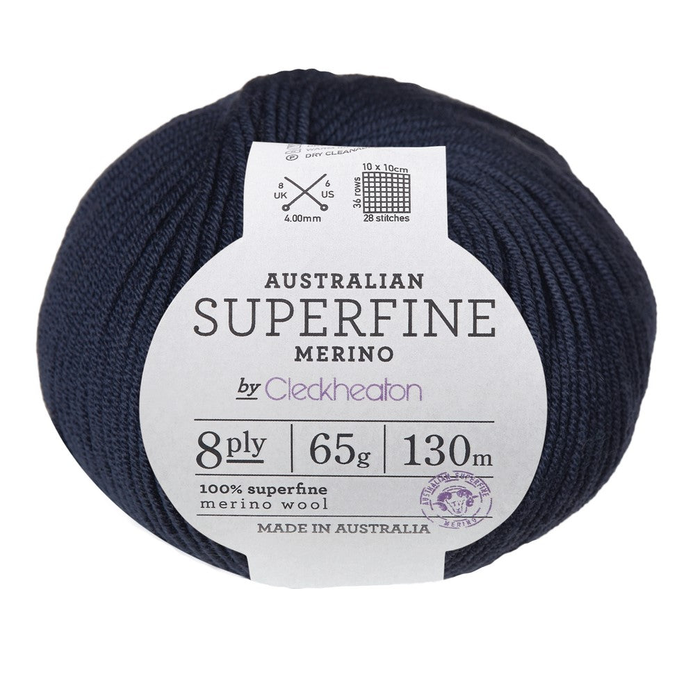 Cleckheaton SuperFine Merino Yarn 8 Ply 01 Black