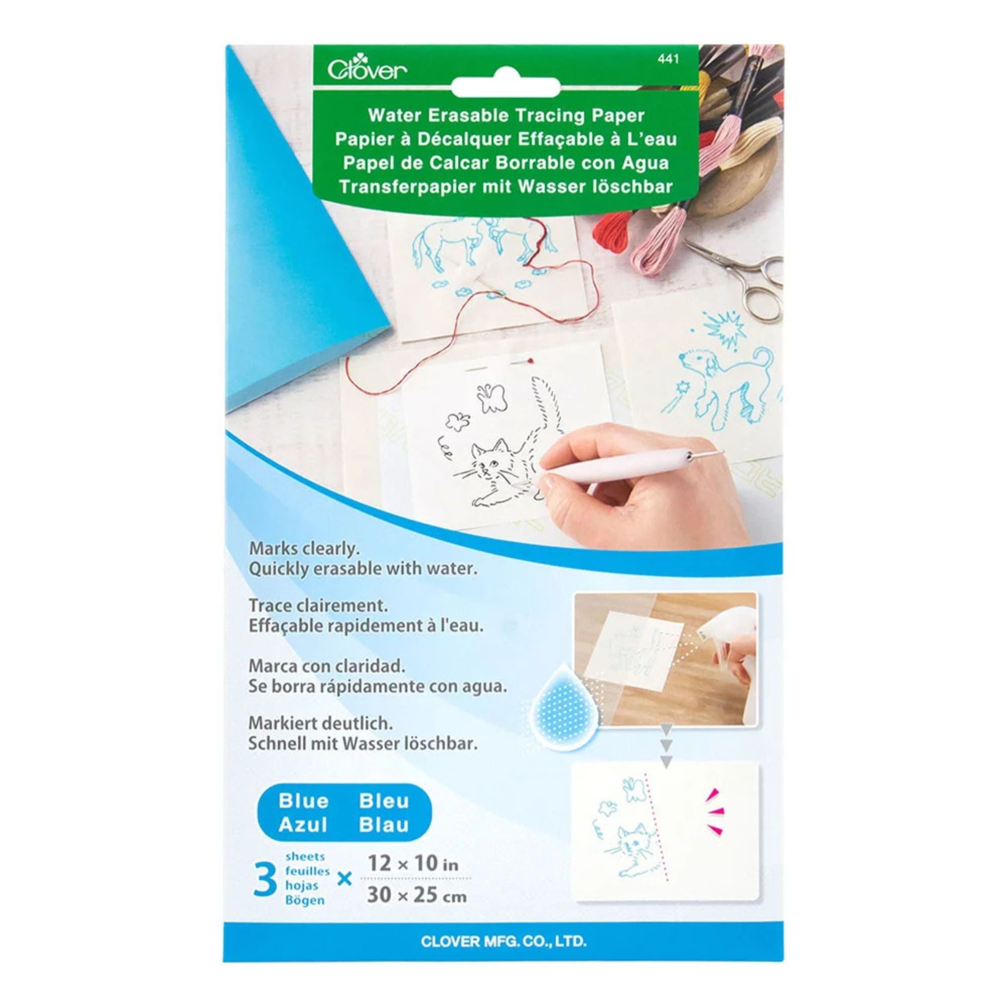 Clover Water Erasable Tracing Paper BLUE 300441
