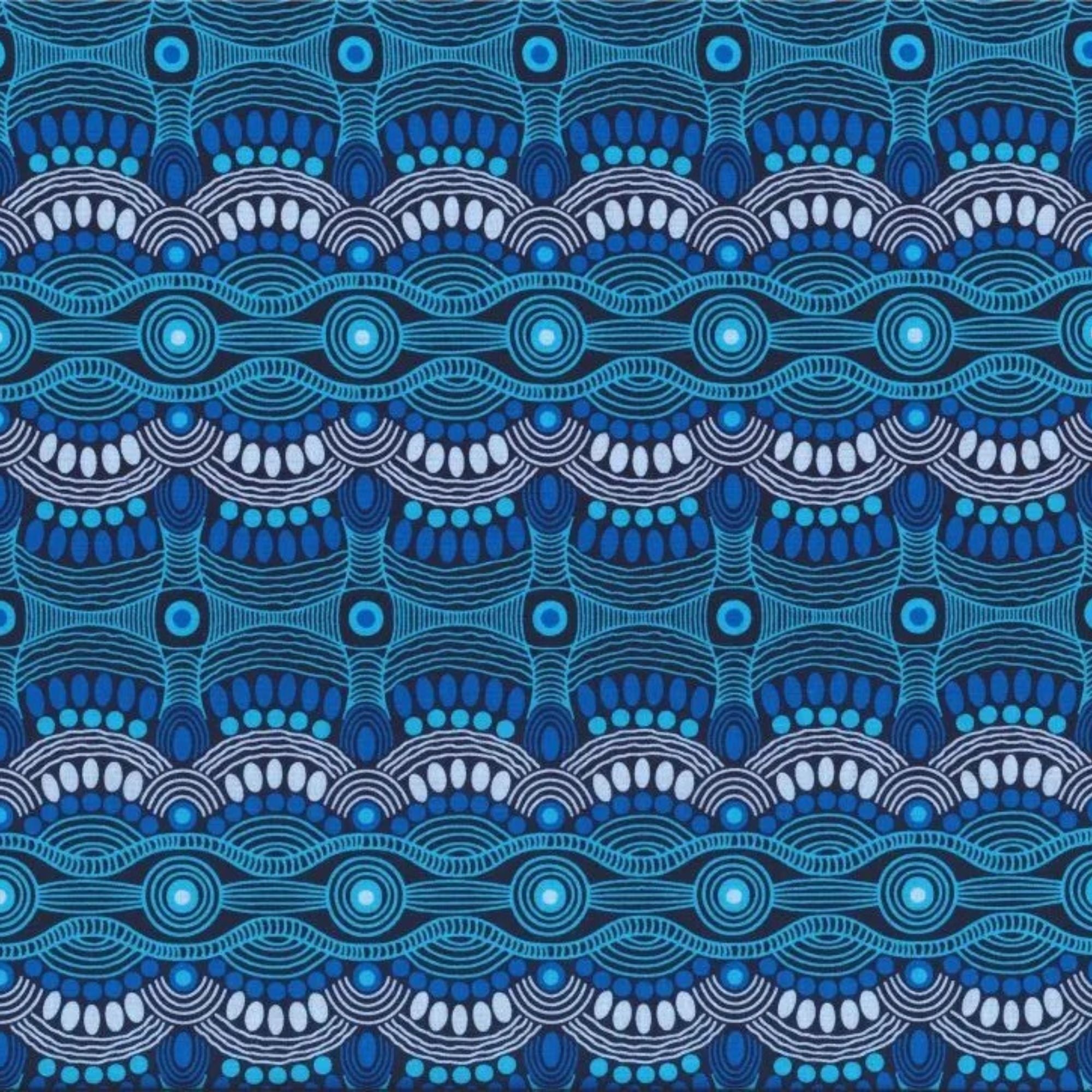 Aboriginal Design: Desert Flora Blue by Roseanne Ellis