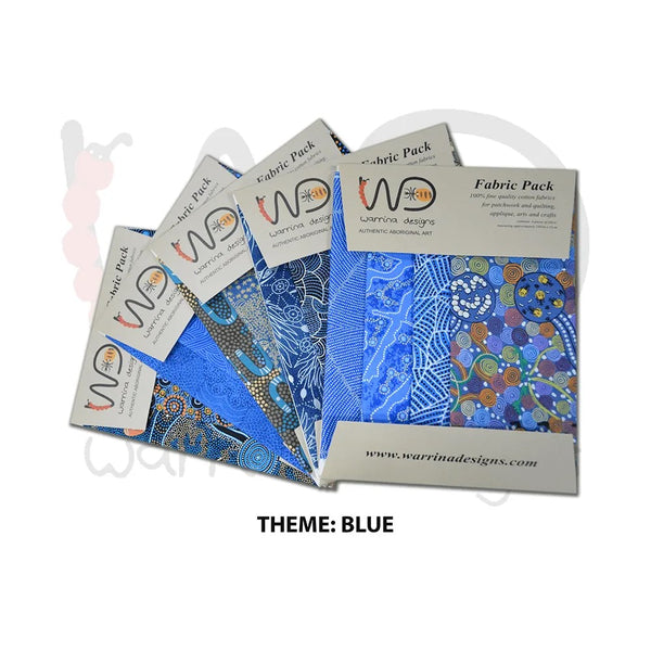 Fabric Pack: Aboriginal Designs in Blue 4 x 25cm pcs