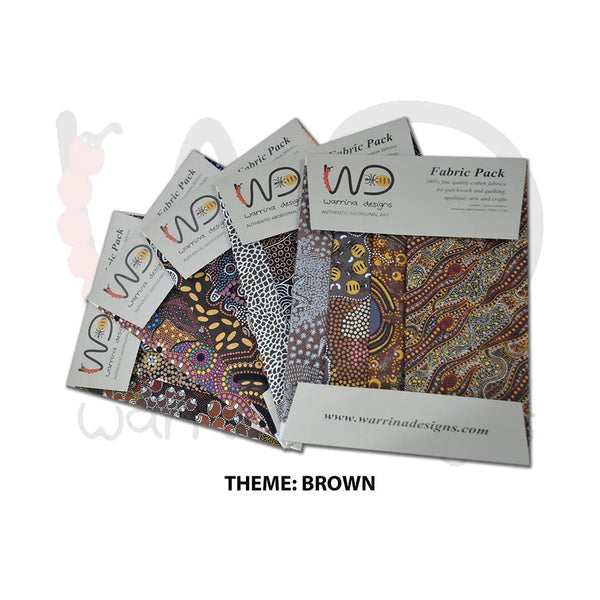 Fabric Pack: Aboriginal Designs in Brown 4 x 25cm pcs