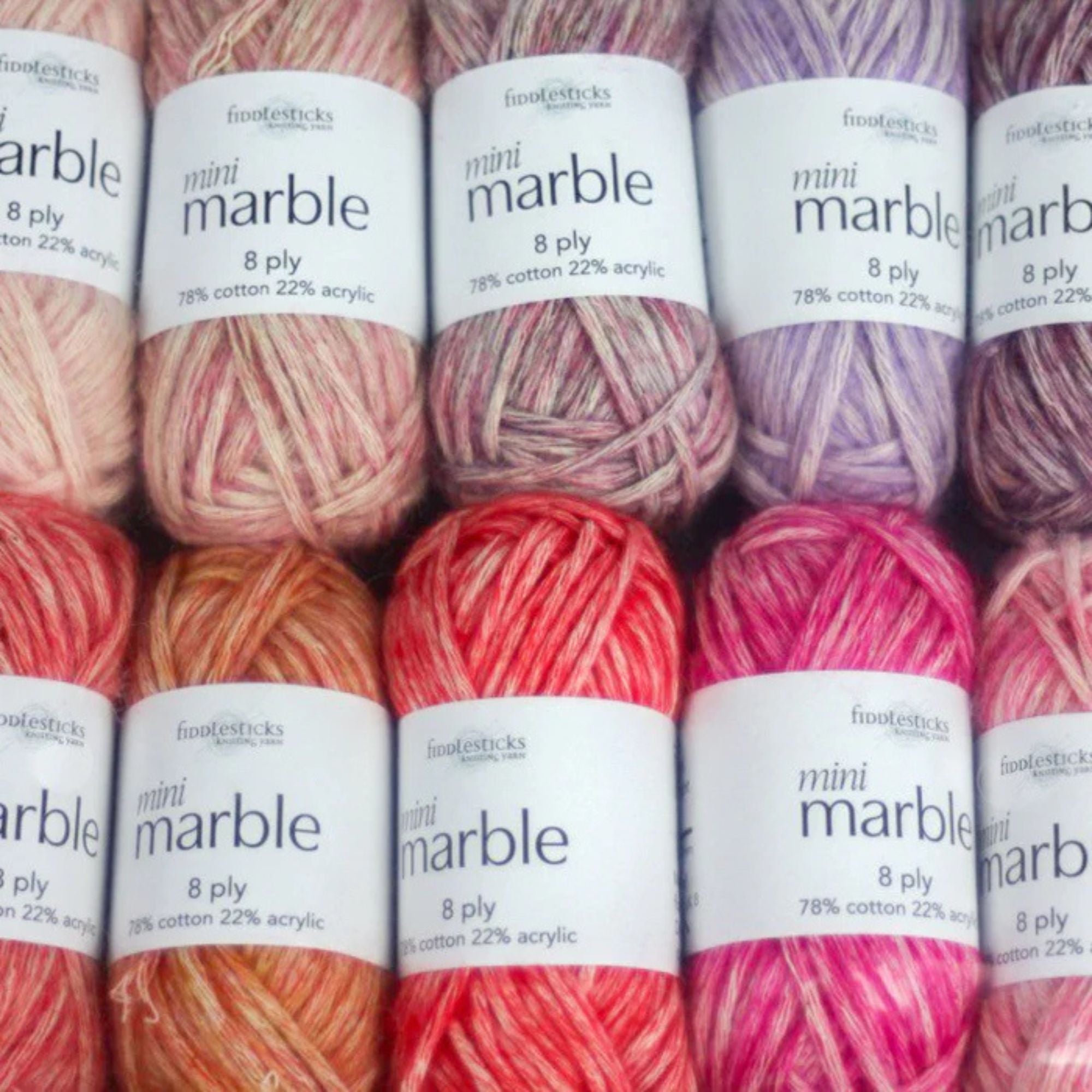 Fiddlesticks Mini Marble 8 Ply Yarn - 10 Pack