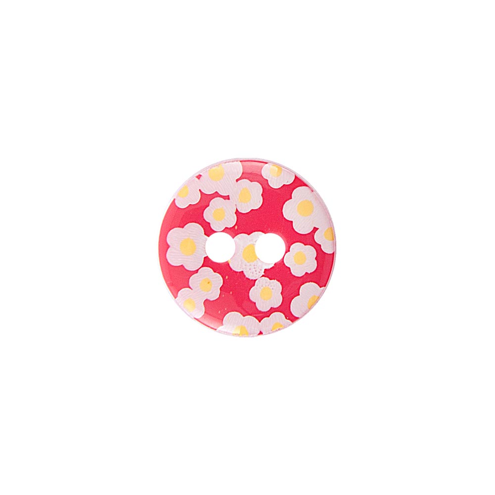 HEMLINE BUTTONS Decorative Flower Prints 18mm