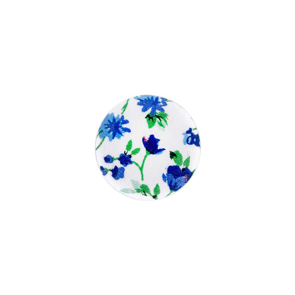 HEMLINE BUTTONS Covered Button Floral 24mm Blue