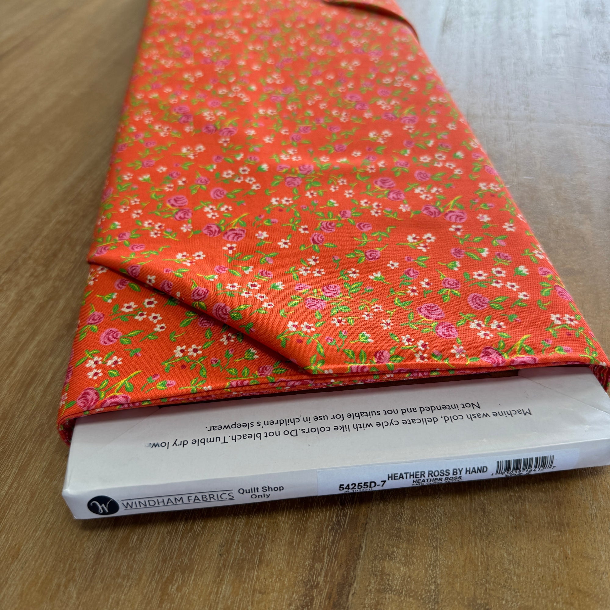 Heather Ross By Hand Mousy Floral Tangerine 54255D-7