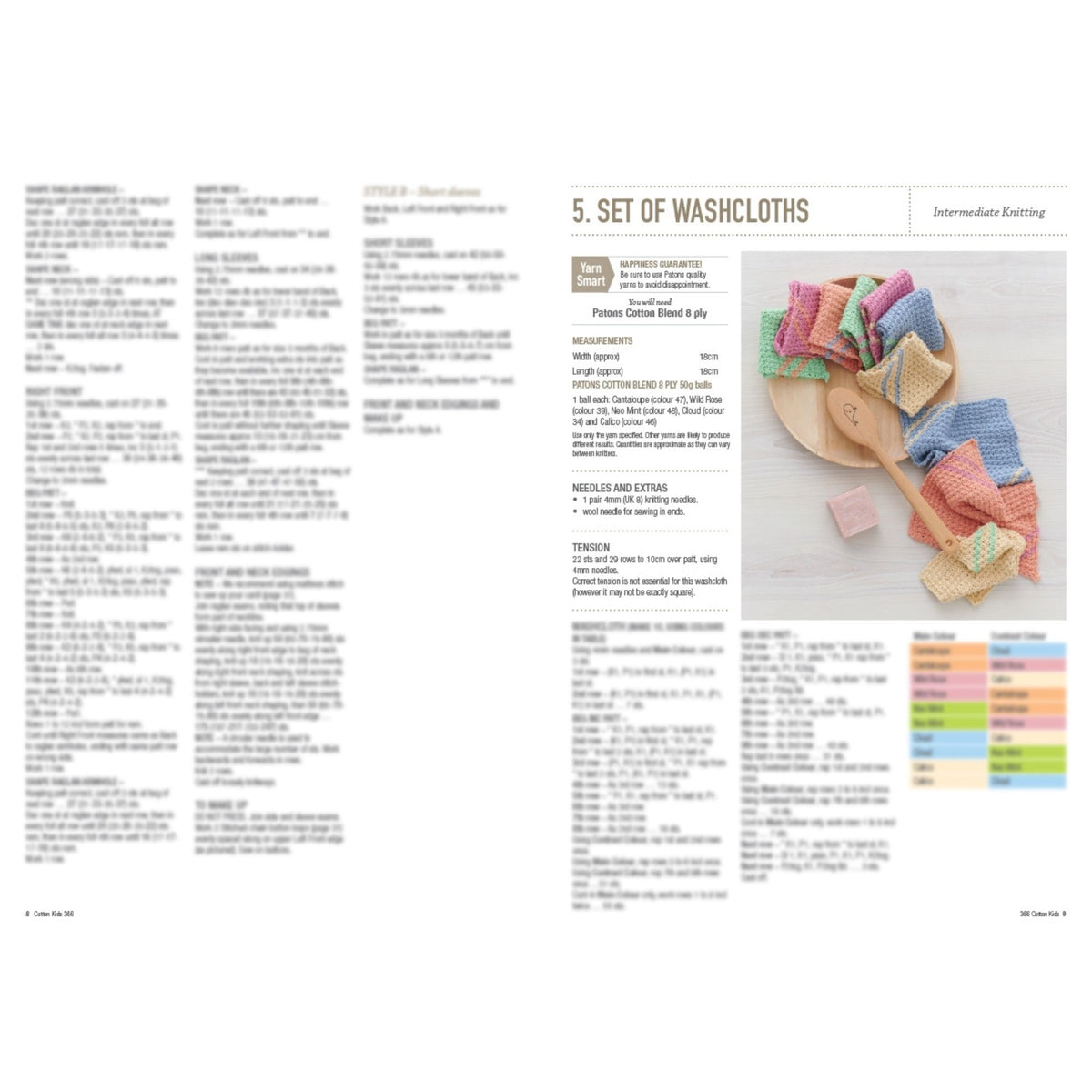Heirloom: Cotton Kids Knitting Patterns 366 Set of Washcloths