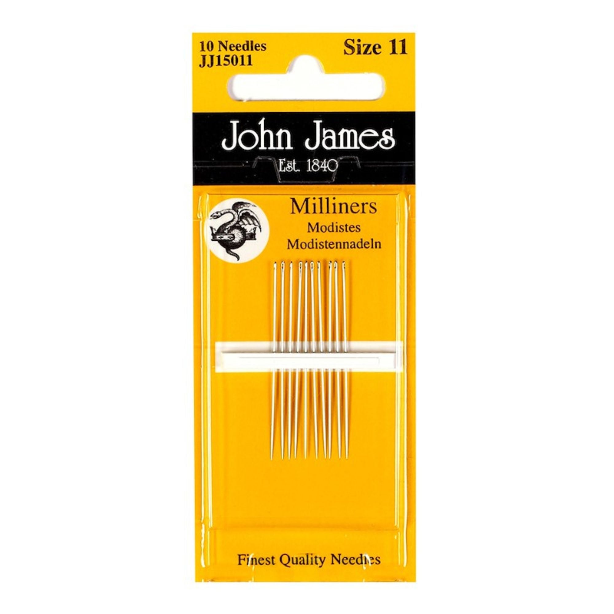 John James Gold 'n Glid Milliners Needles Size 11