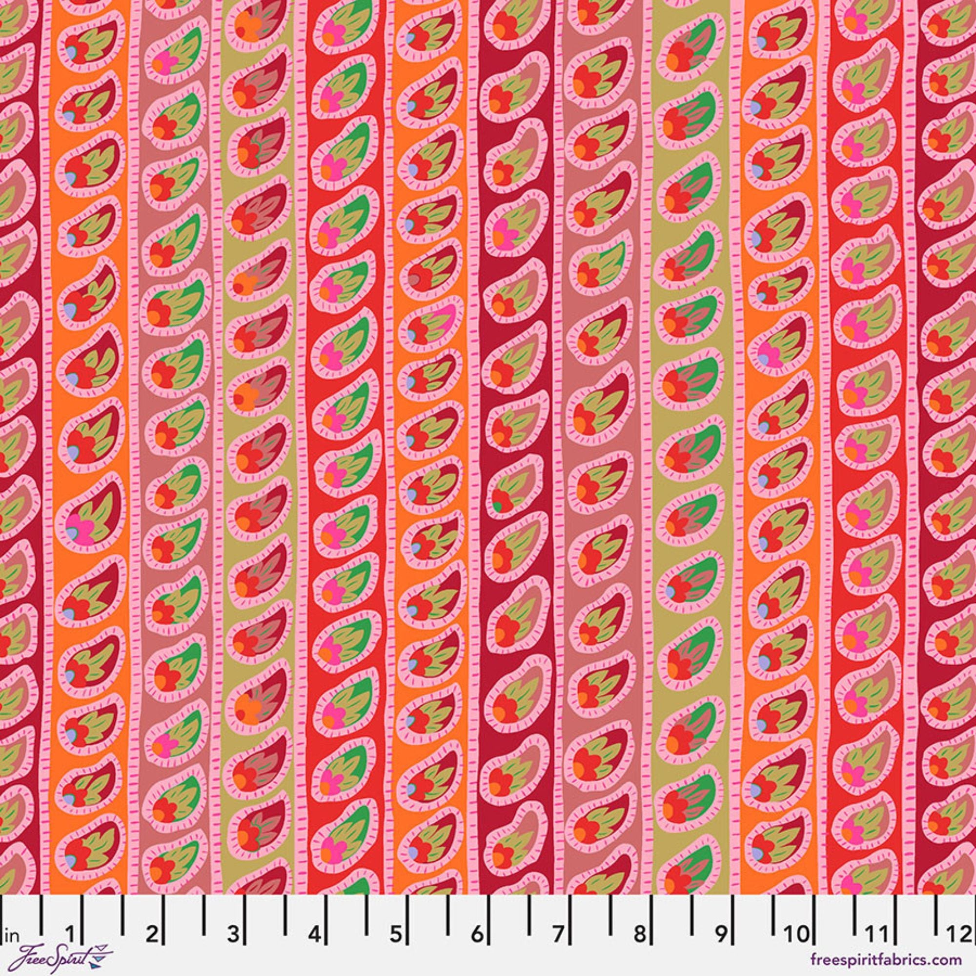 Kaffe Fassett: From the Archives Paisley Stripes in Red PWGP032-RED