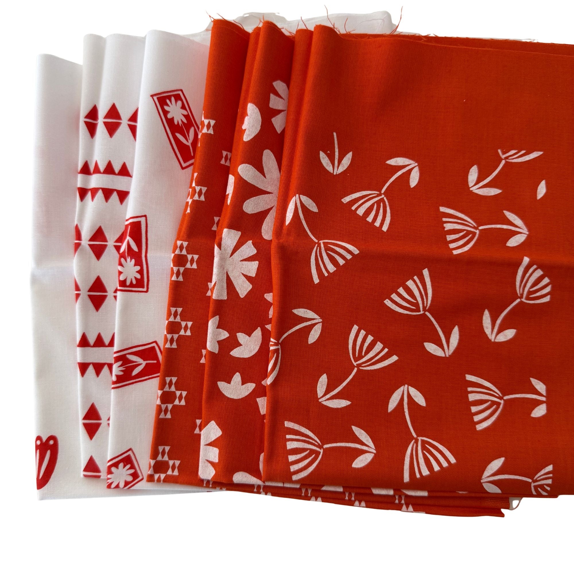 Karen Lewis Textiles: Screen Printed Fat Eighth's in Orange 6pcs