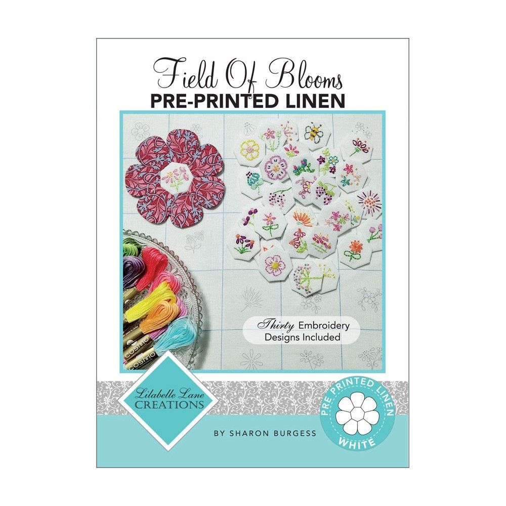 Lilabelle Lane Creations - Field of Blooms - Preprinted Hanky Linen White