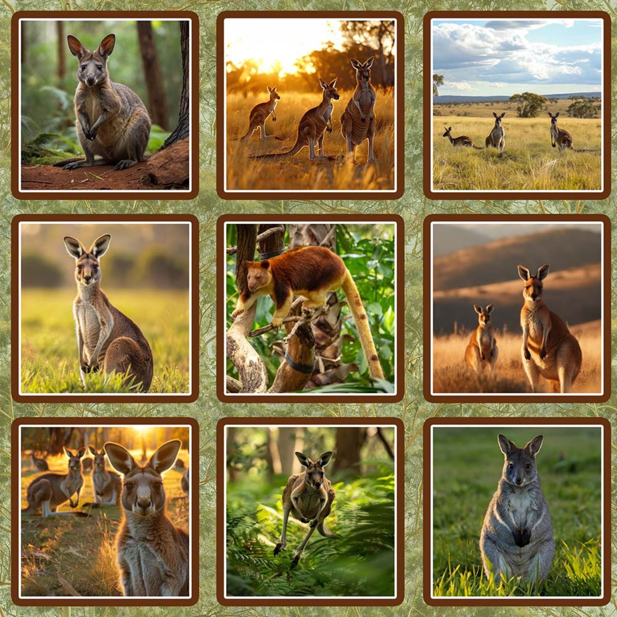 Marsupial Moments Australian Native Animals Block Collage Panel 4125C