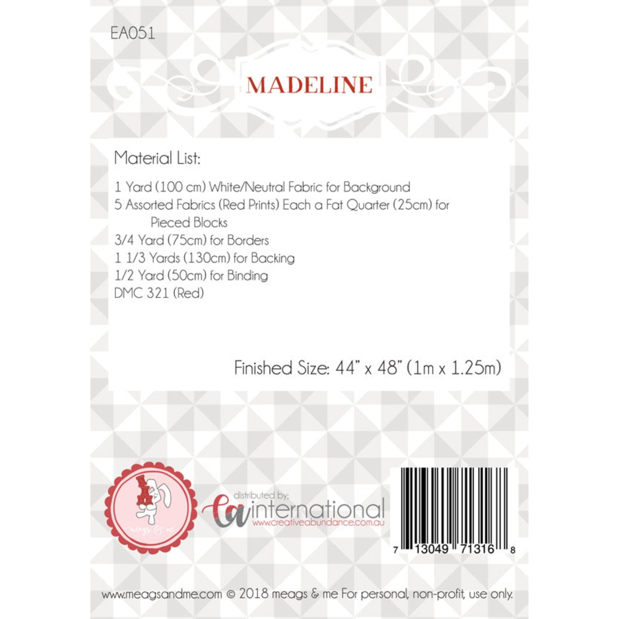 Meags and Me Quilt Pattern - Madeline Materials List