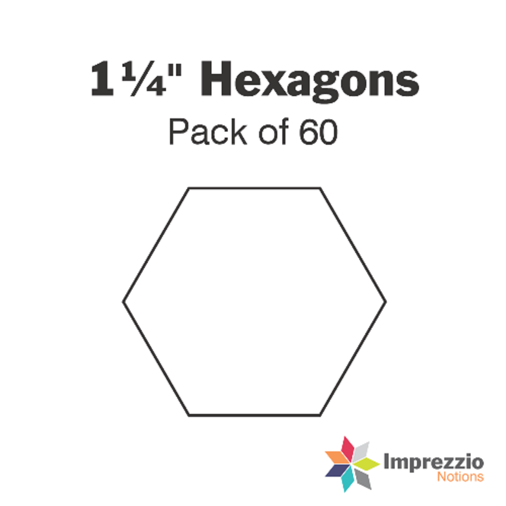 Imprezzio: English Paper Piecing Hexagons 1.25 Inch Papers 60 pcs