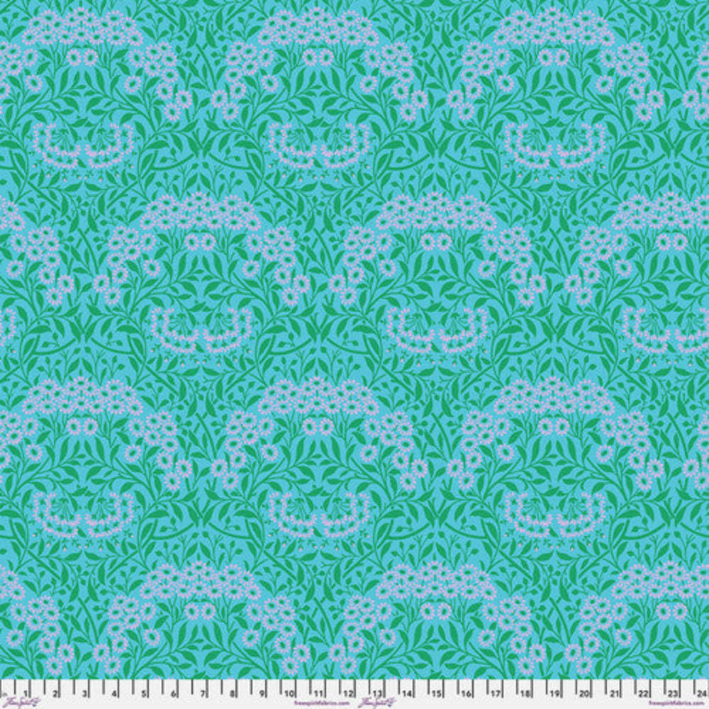 Kaffe x Morris & Co: Michaelmas Daisy Aqua PWKW007-AQUA