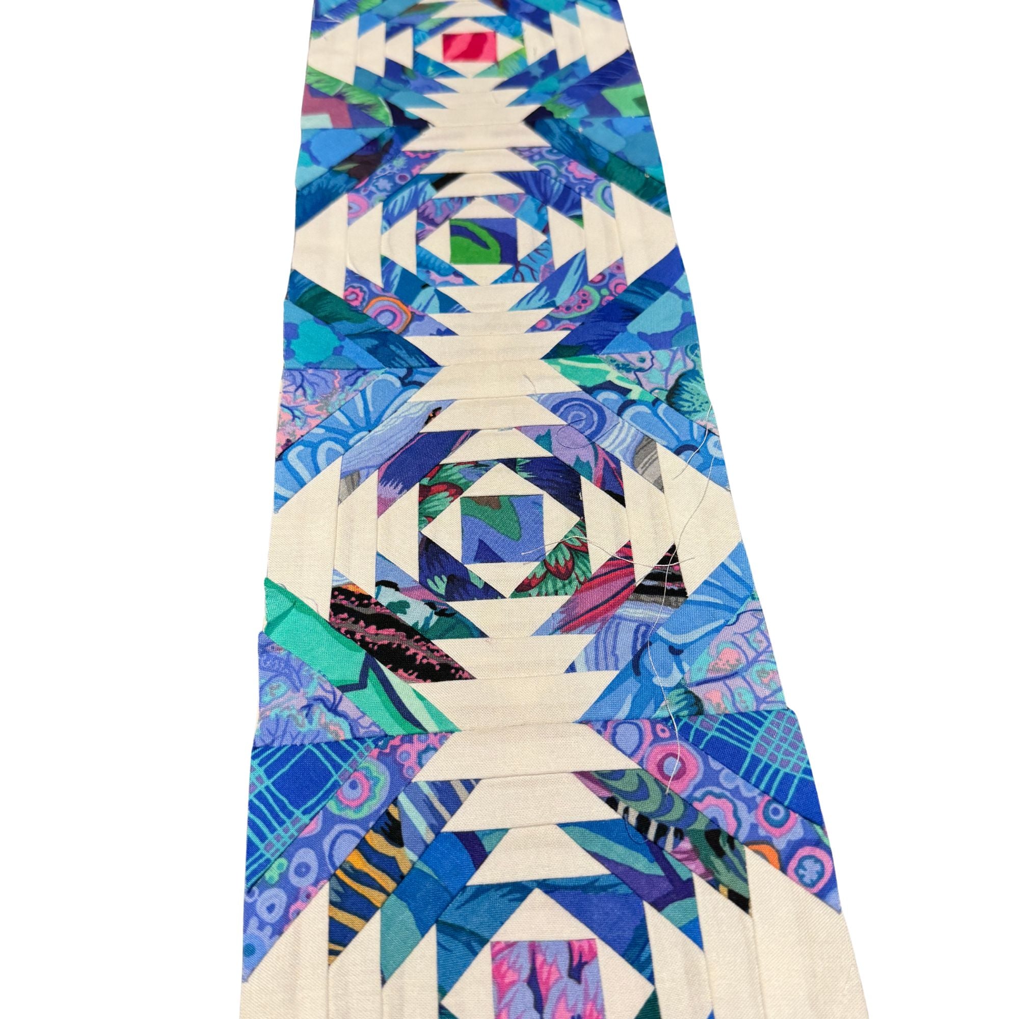 Pineapple Log Cabin block using Kaffe Fassett fabrics