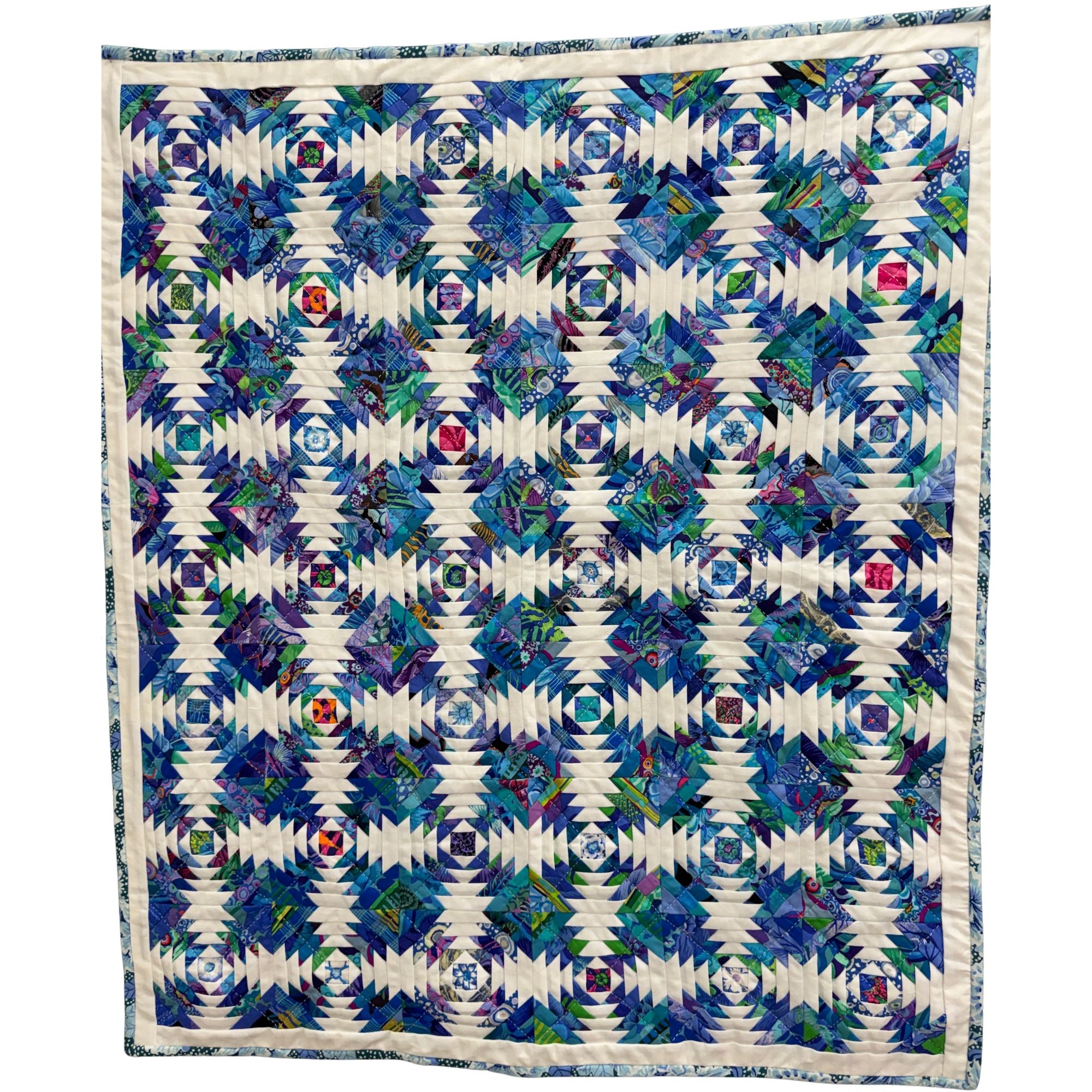 Kaffe Pineapple Log Cabin Block Baby's Quilt Kit BLUE