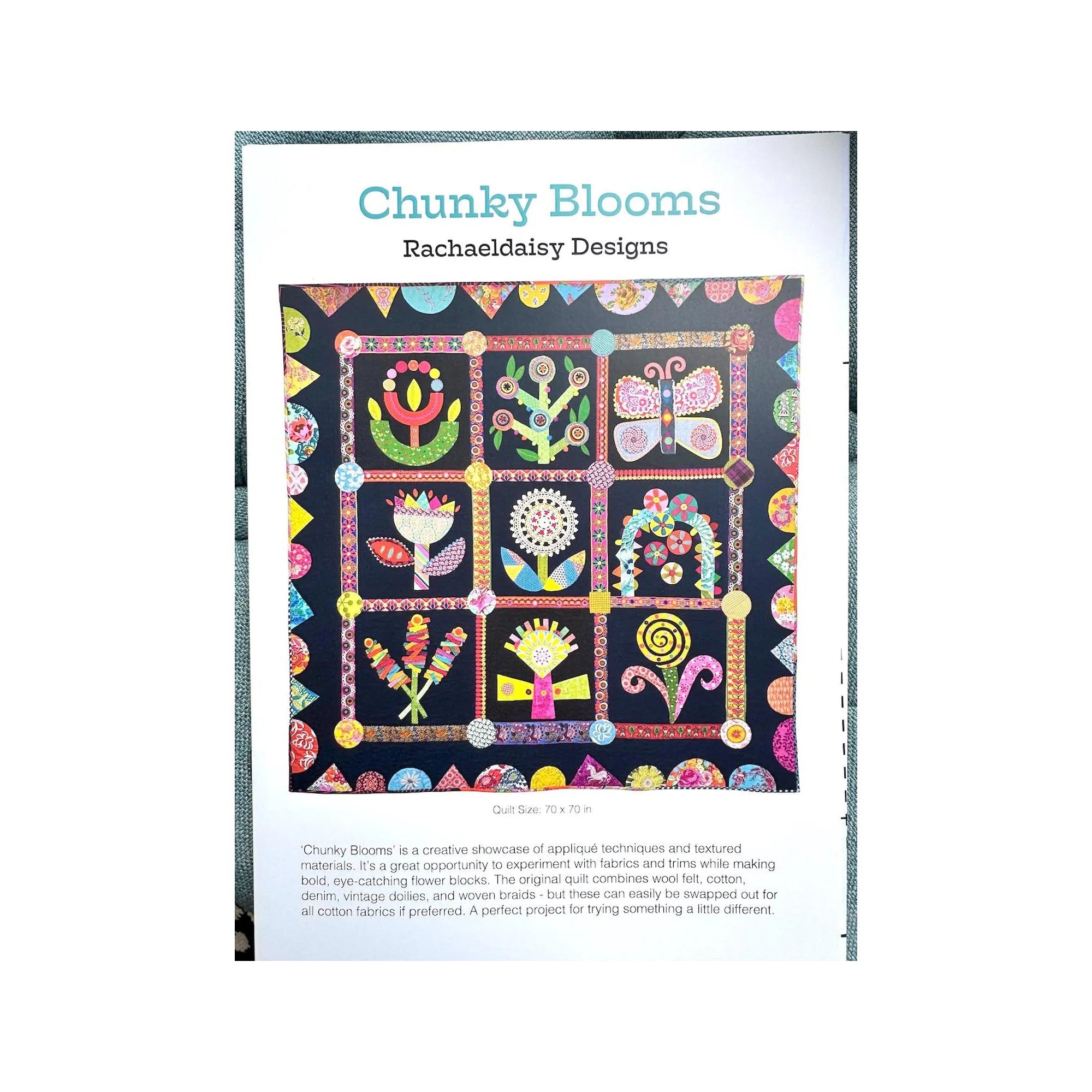 Rachaeldaisy Designs Chunky Blooms Quilt Pattern PAPER Pattern