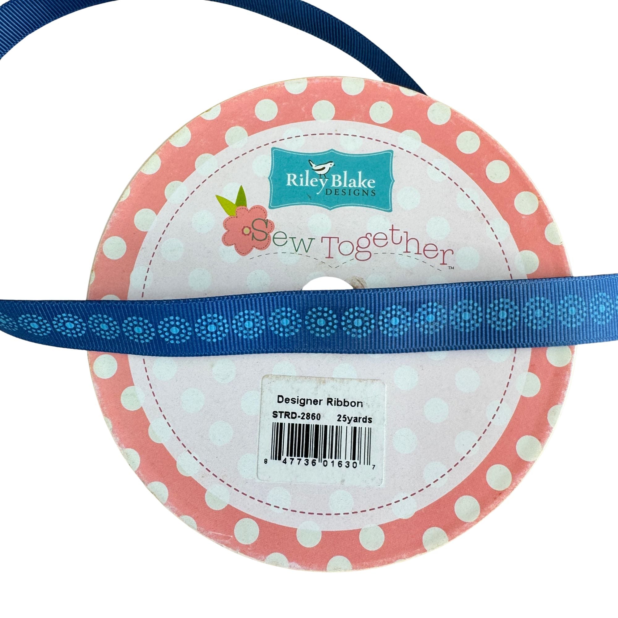 Riley Blake Sew Together Dot Grosgrain Ribbon in Teal STRD-2860