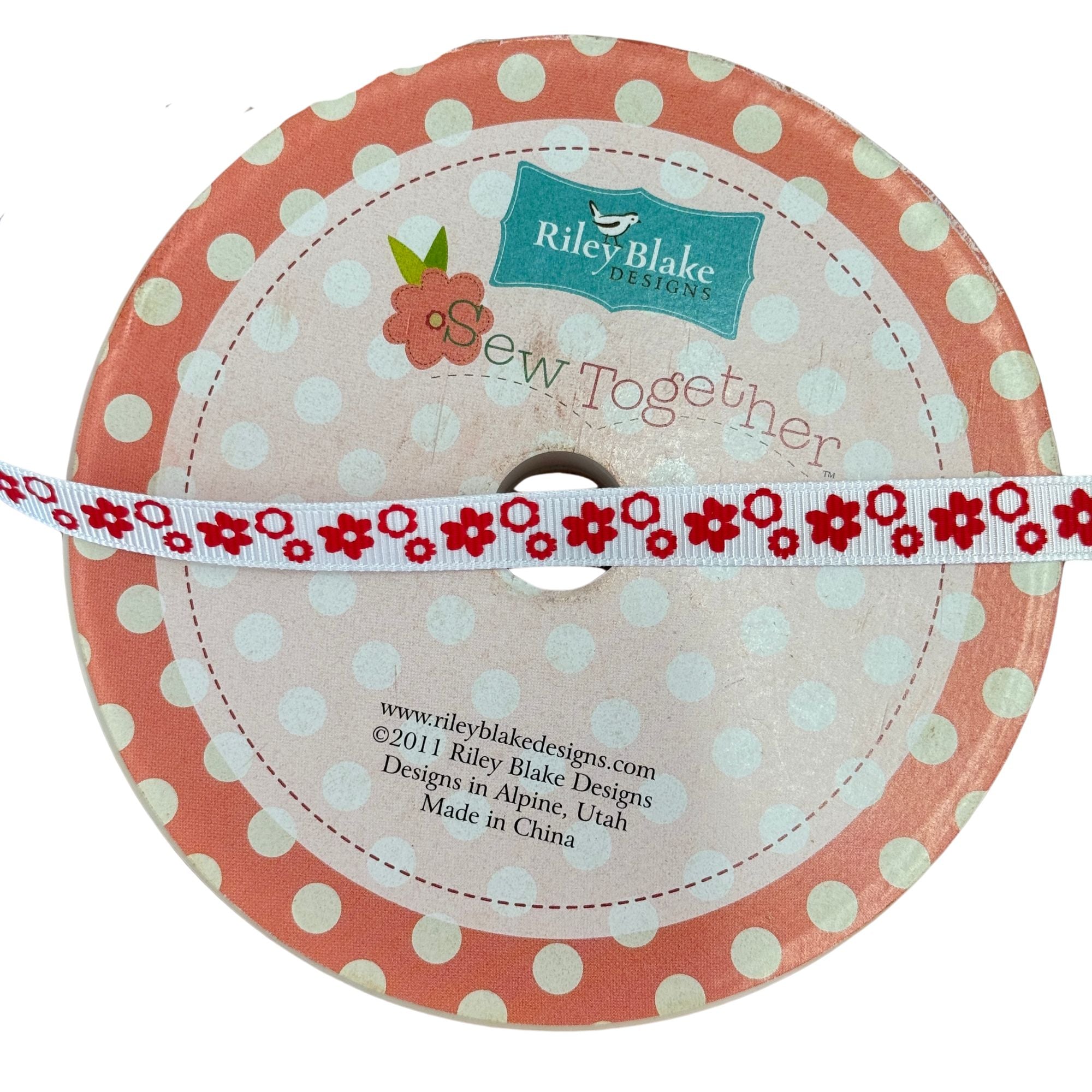 Riley Blake Sew Together Flower Grosgrain Ribbon in Red STRF-RED