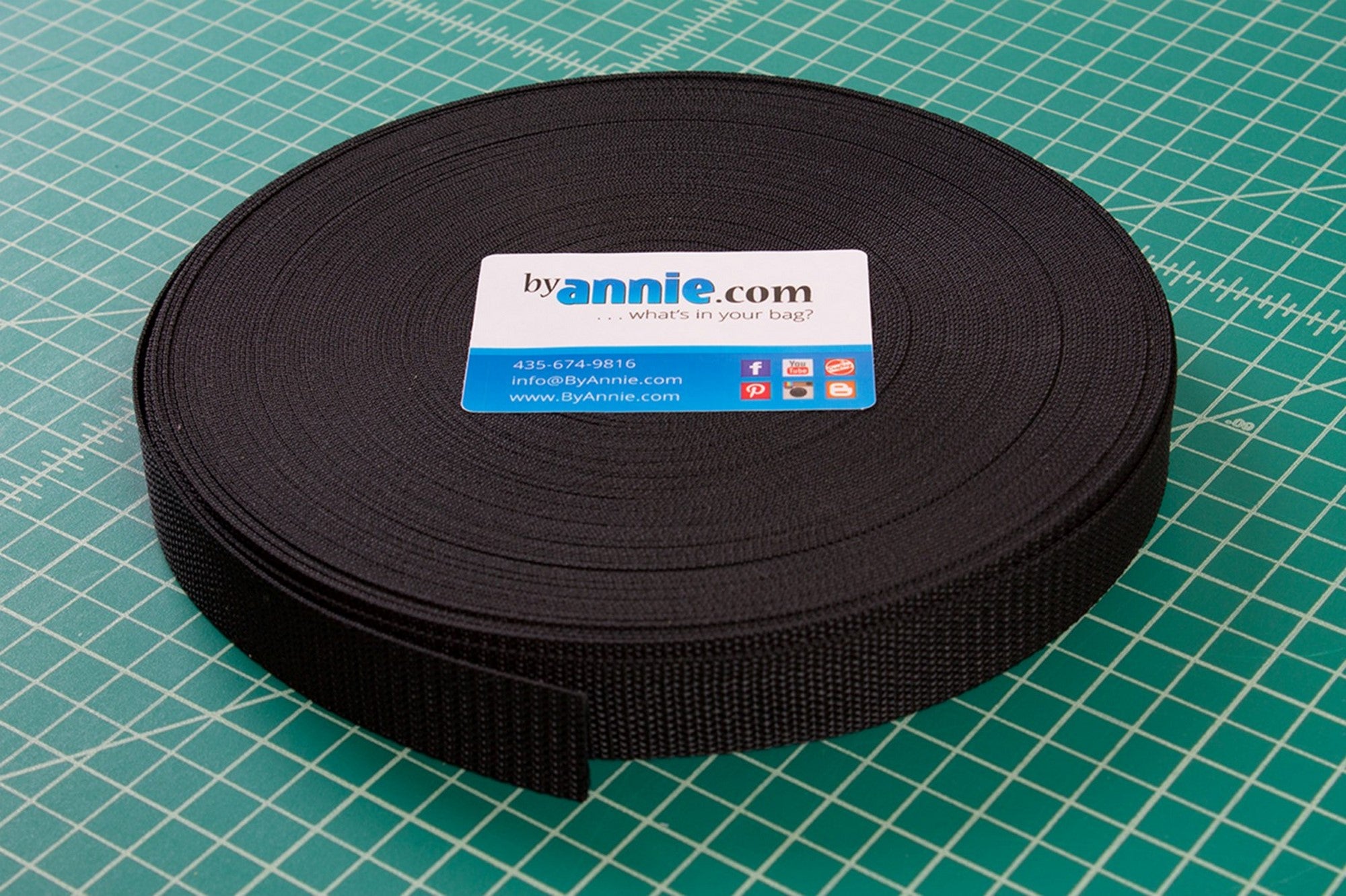 Strapping 1 inch Black by the metre