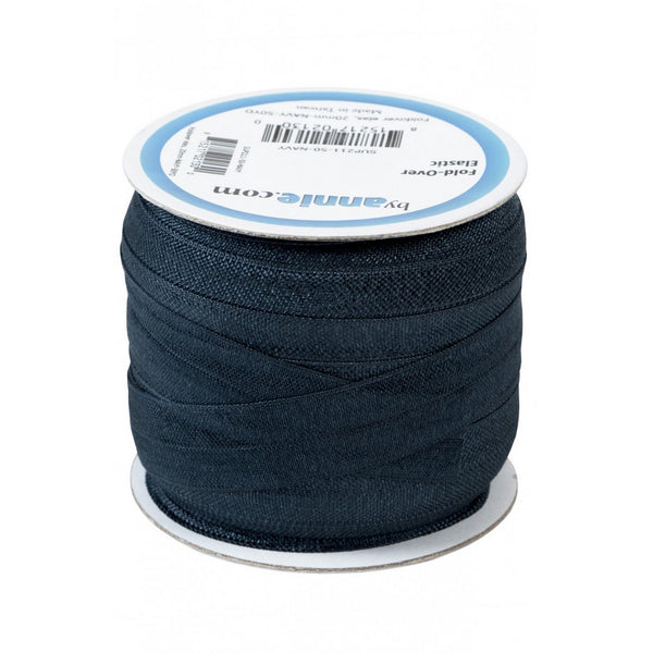 ByAnnie: Fold-over Elastic 3/4in by the metre Navy Blue