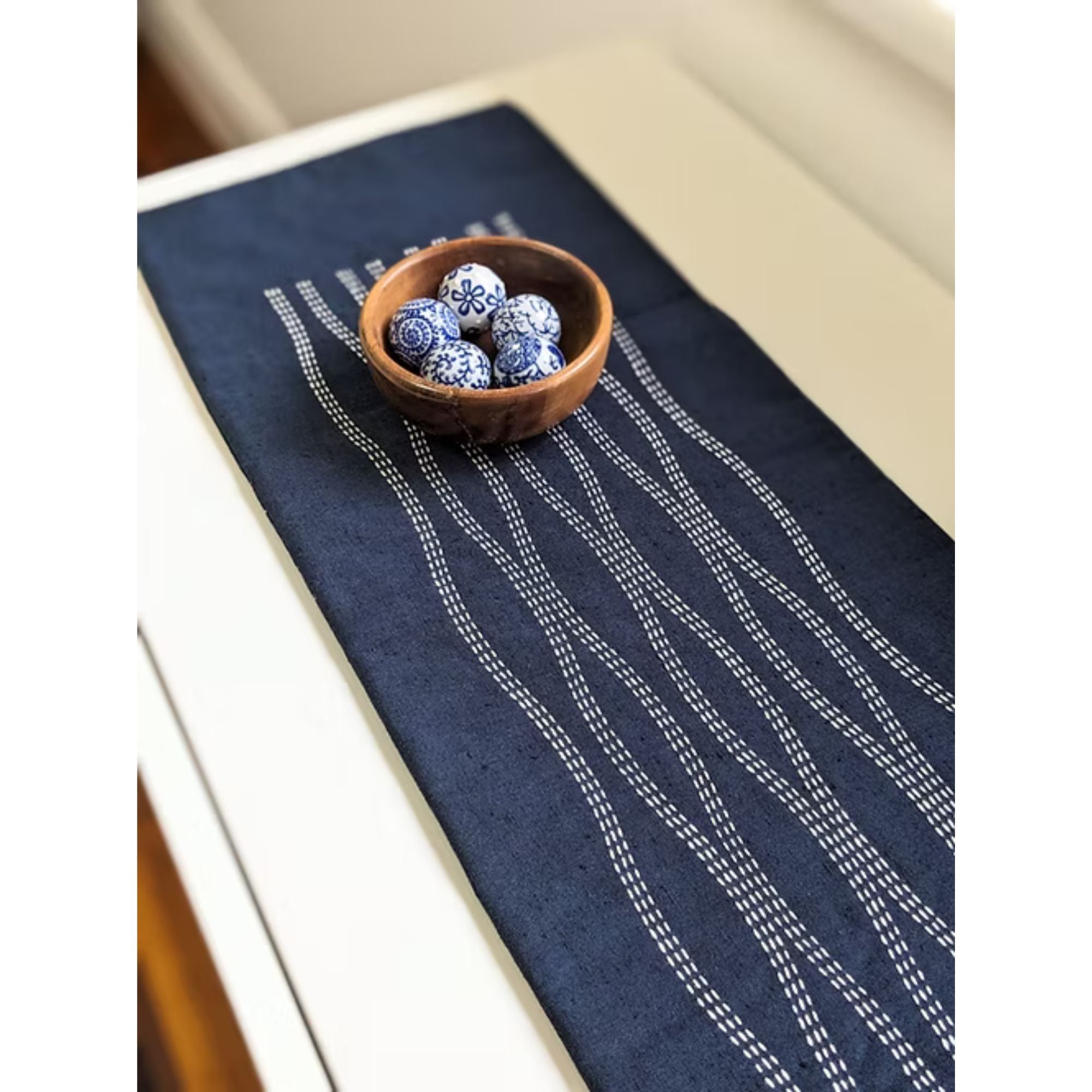 Sashiko Pre-Stencilled Panel from BeBe Bold Rising Steam Navy BBSP8-RS2008