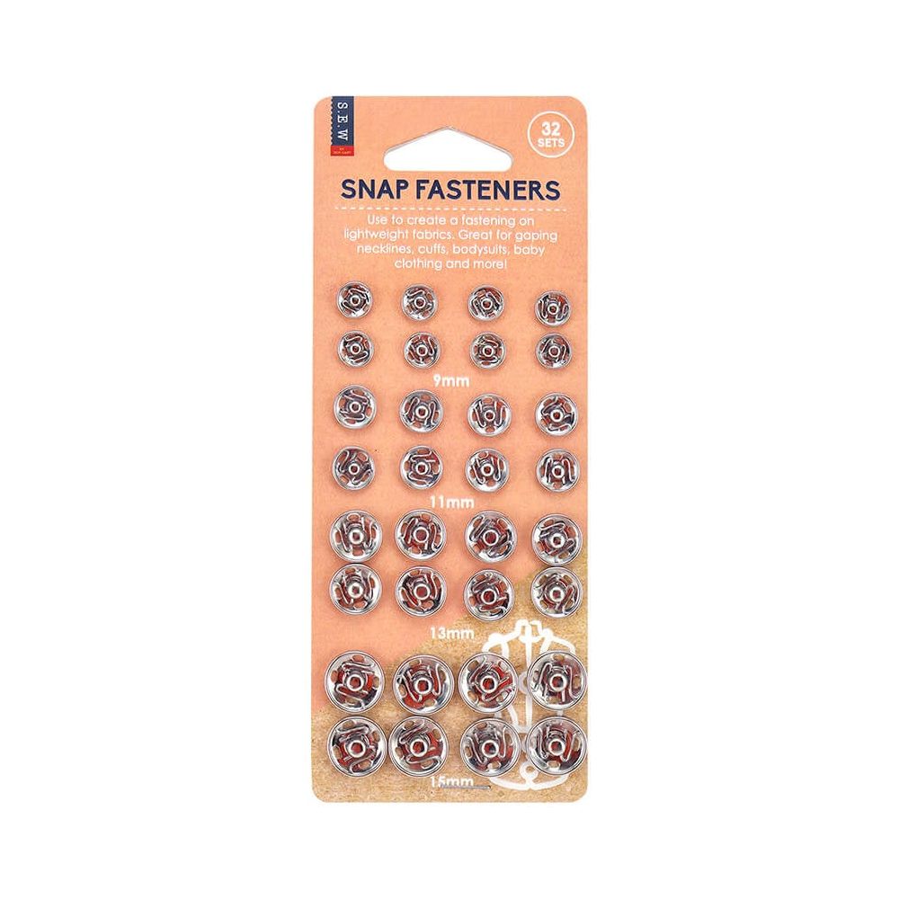 Snap Fastener - Black  in Assorted Sizes for dress making