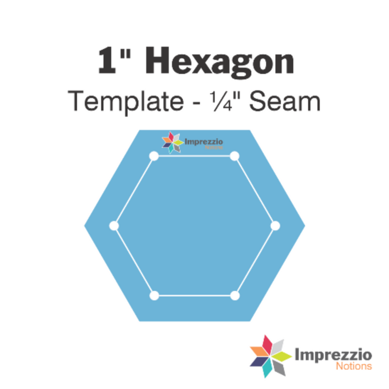 Imprezzio: English Paper Piecing Hexagons 1 Inch Template - 1/4 Inch Seam