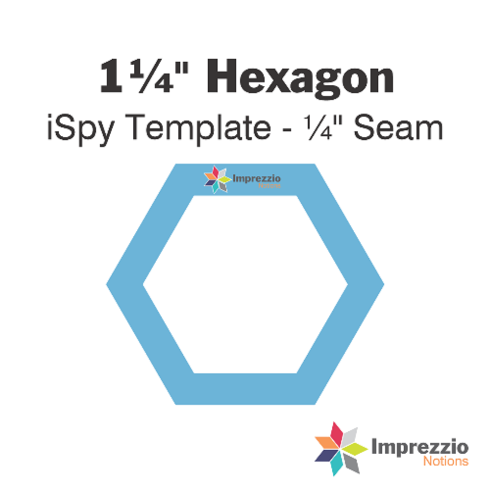 Imprezzio: English Paper Piecing Hexagons 1.25 Inch iSpy Template 1/4 Inch Seam