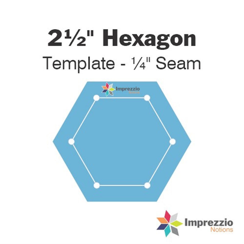 Imprezzio: English Paper Piecing Hexagons 2.5 Inch Template 1/4 Inch Seam