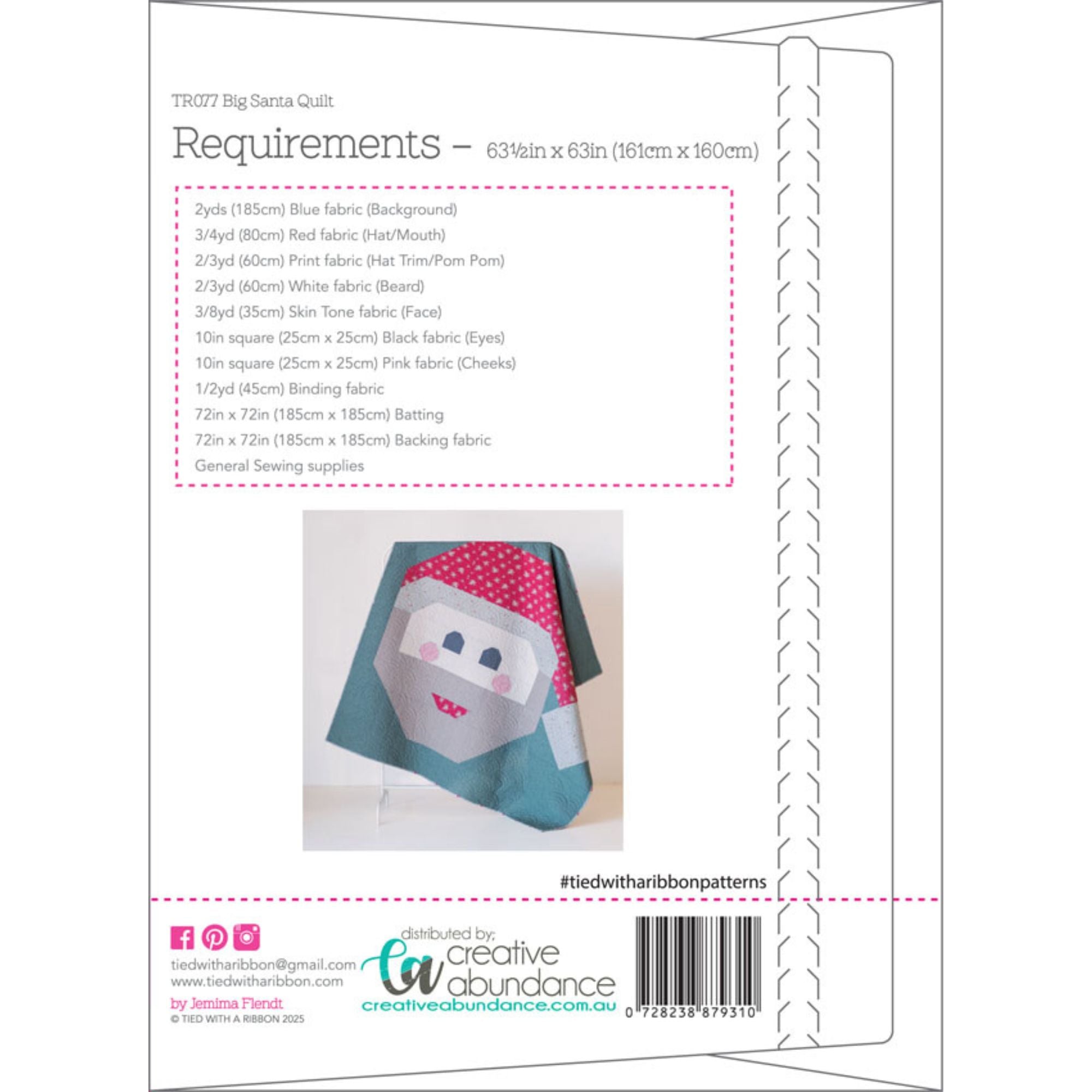 Tied with a Ribbon Pattern: Big Santa Quilt Pattern