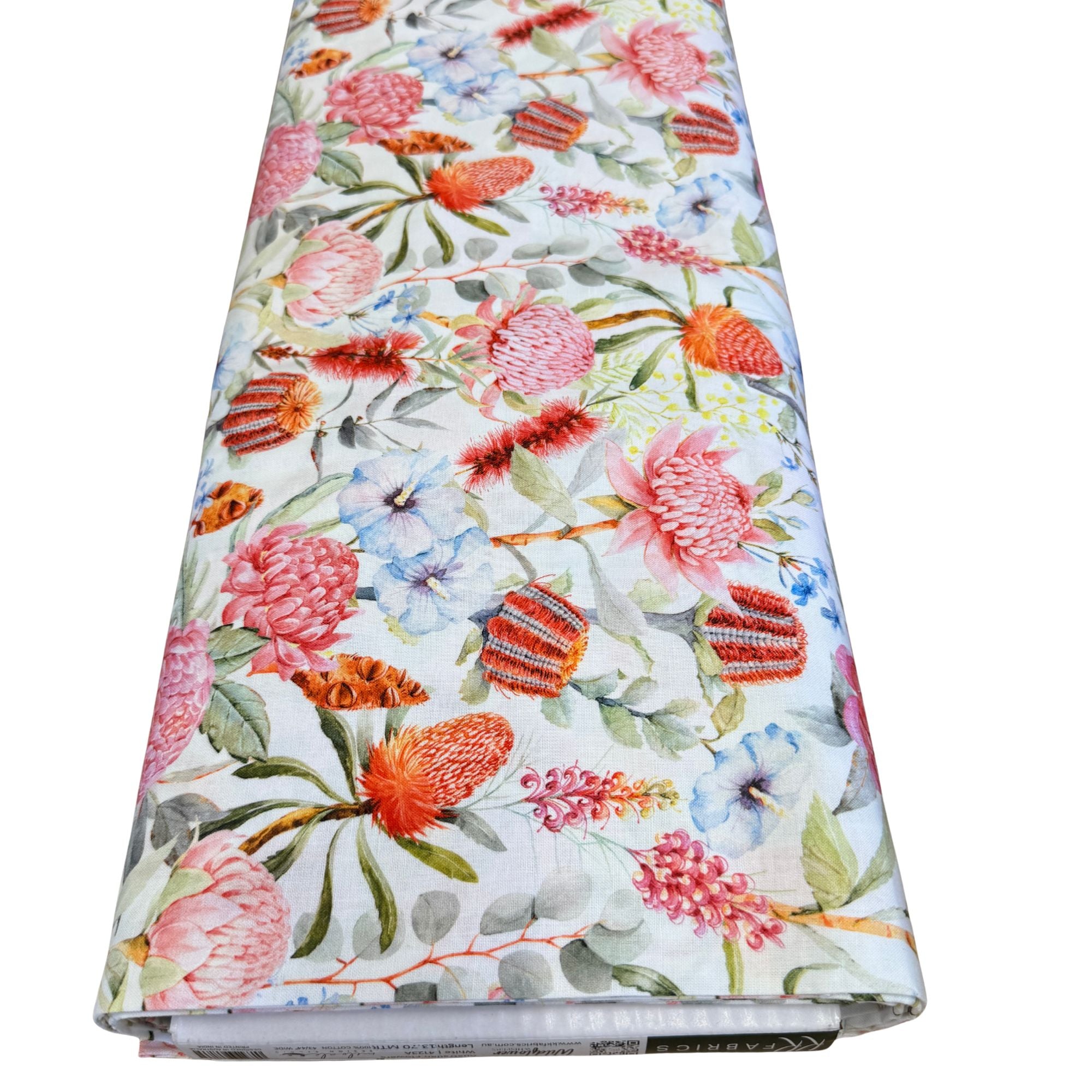 Wildflower Whispers Australian Florals White 4123A Bolt