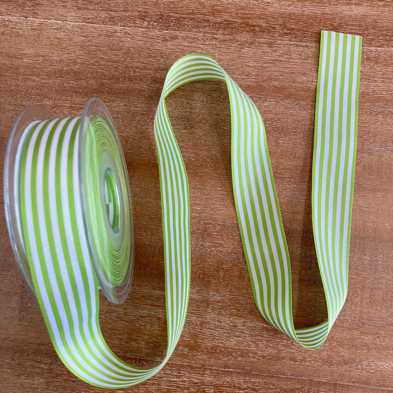 Striped Ribbon 25mm wide Col 130 Green