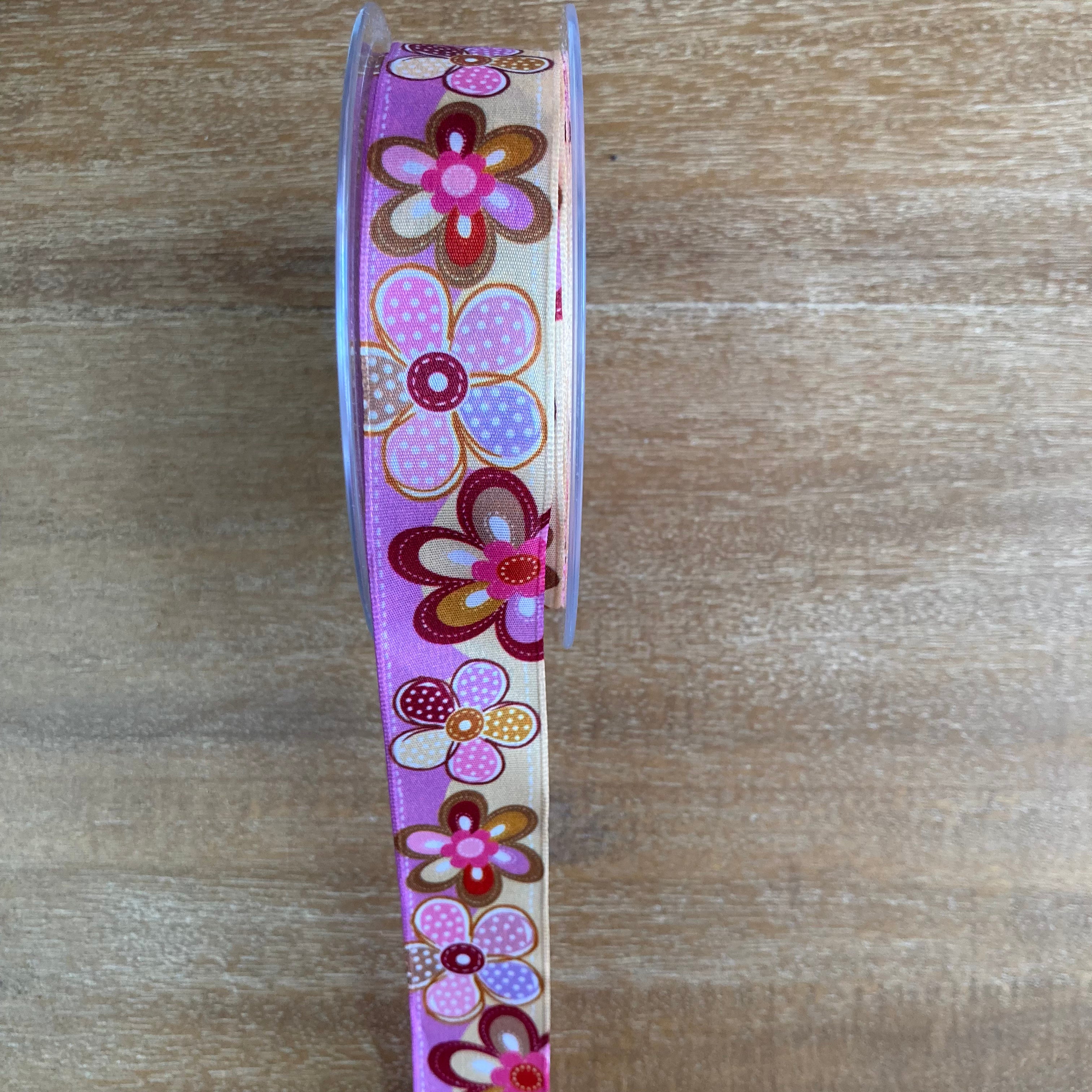 Fleurs Satin Ribbon 25mm wide Col 1424