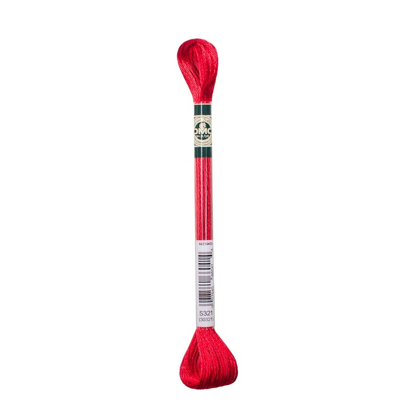 DMC Satin S321 Embroidery Floss Christmas Red