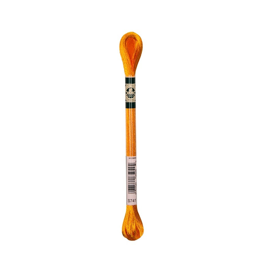 DMC Satin S741 Embroidery Floss Medium Tangerine