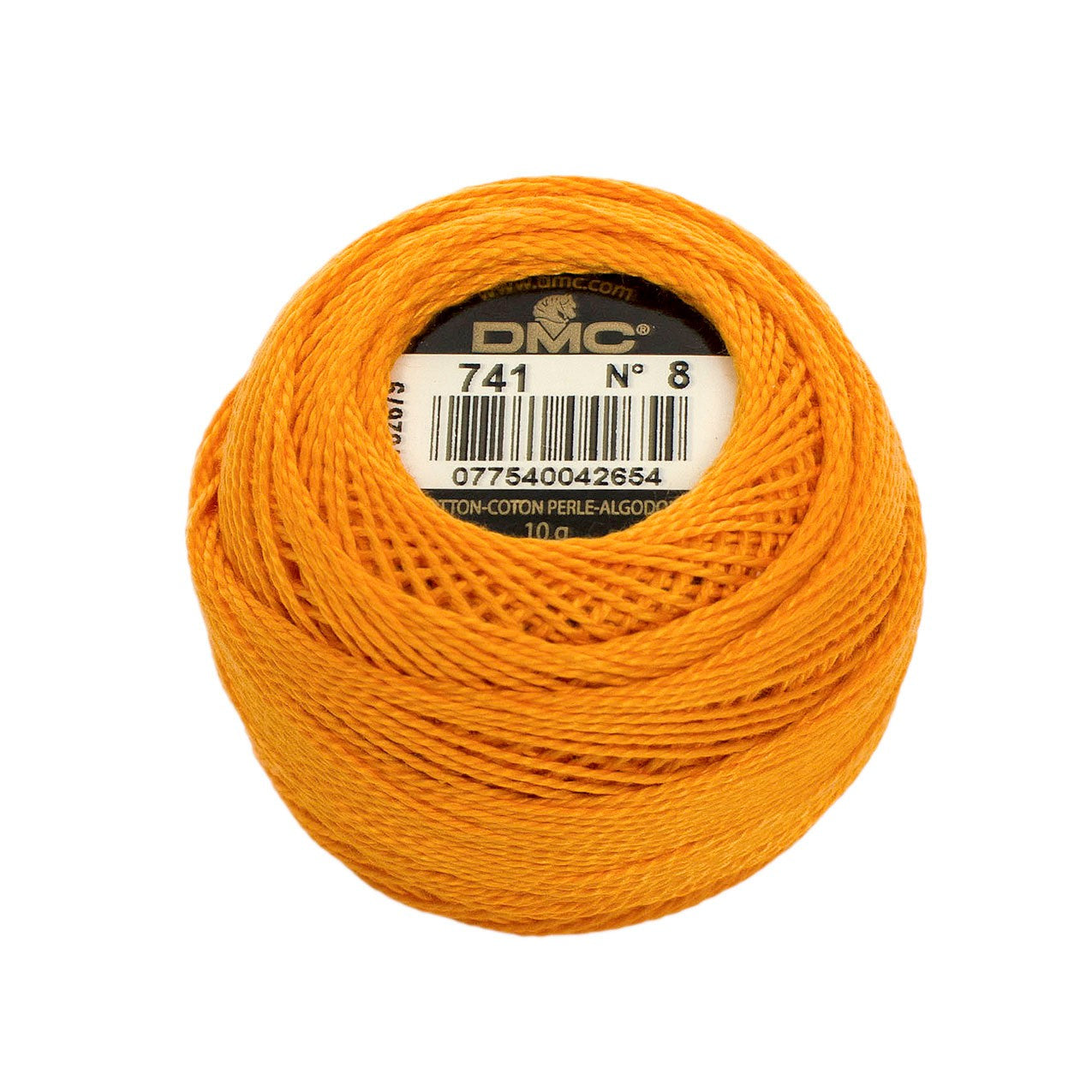 DMC 741 Perle Cotton Balls Size 8 Medium Tangerine