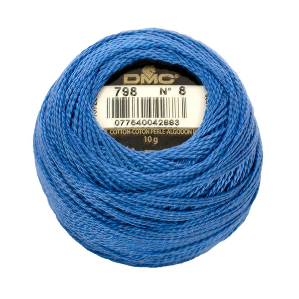 DMC Perle 798 Cotton Balls Size 8 Dark Delft Blue