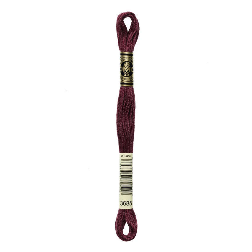 DMC 3685 Six Stranded Embroidery Floss Very Dark Mauve