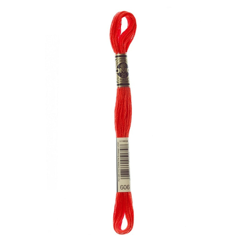 DMC 606 Six Stranded Embroidery Floss Bright Orange-Red