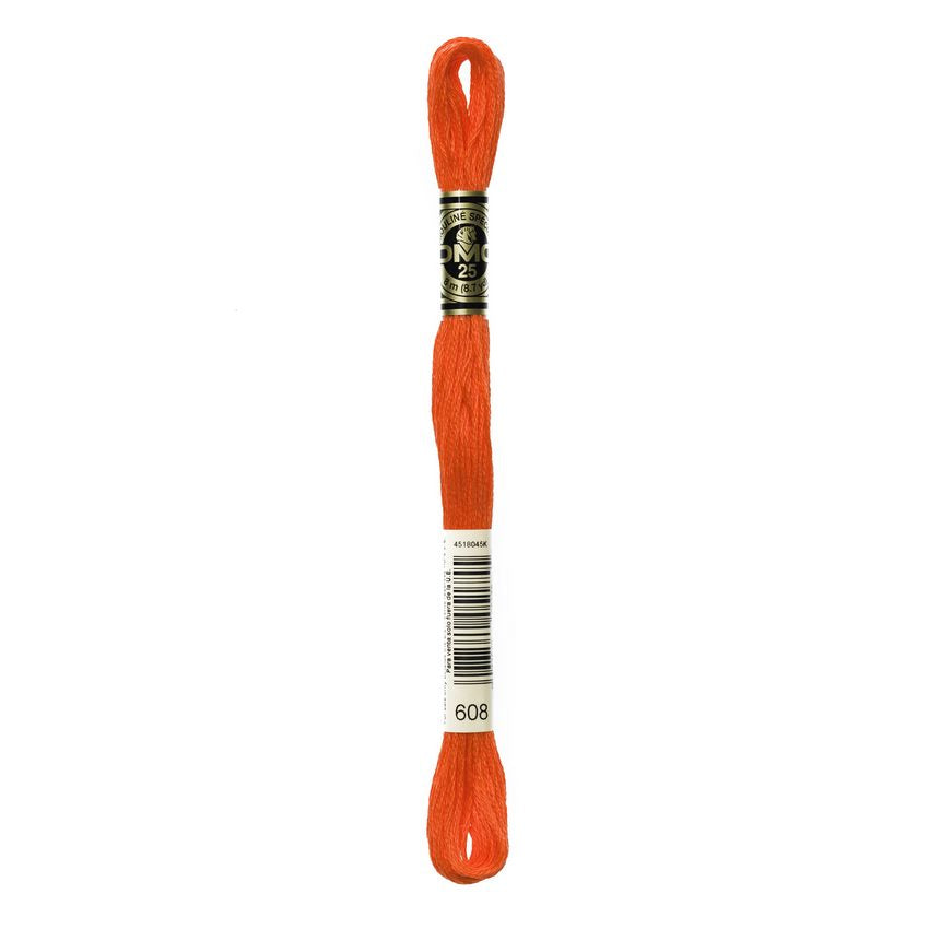 DMC 608 Six Stranded Embroidery Floss Bright Orange