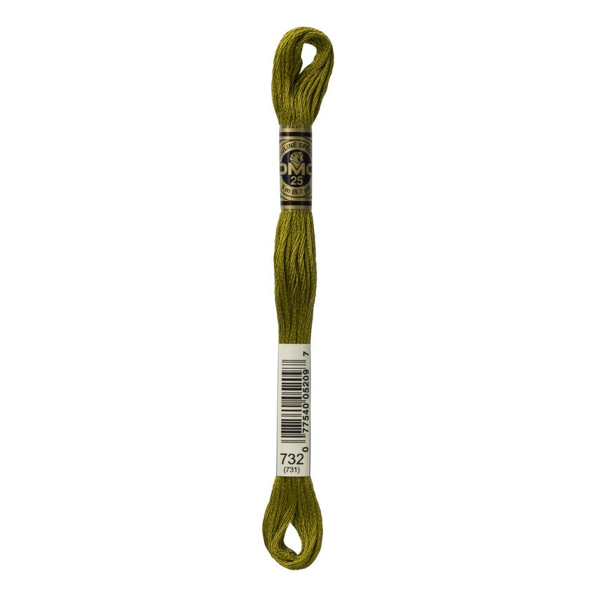 DMC 732 Six Stranded Embroidery Floss Very Olive Green