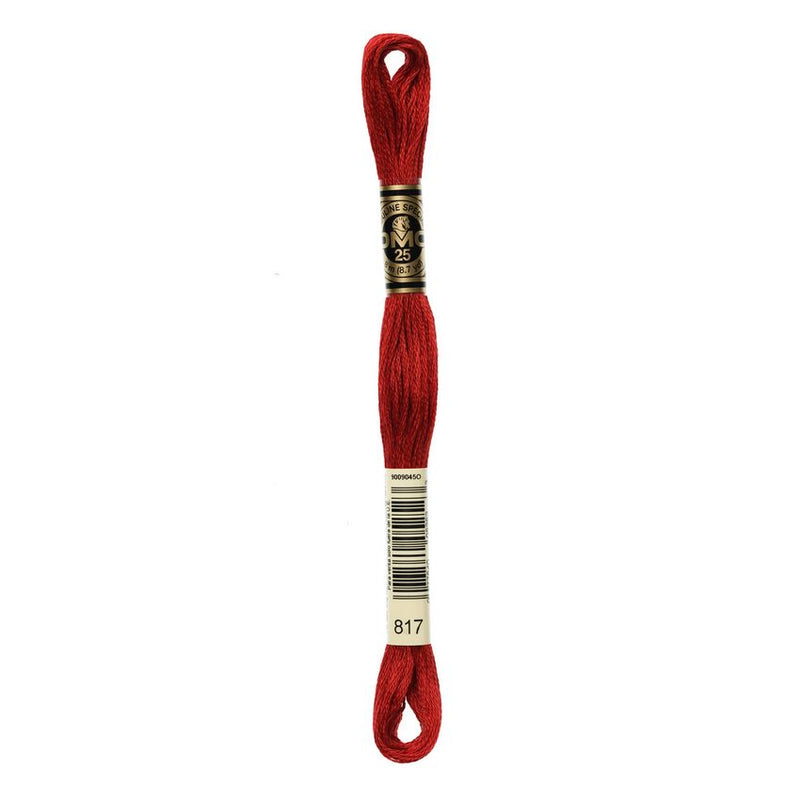 DMC 817 Six Stranded Embroidery Floss Very Dark Coral Red