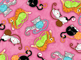 Sleeping Kitties on Pink Background
